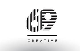 69 黑色和白色线编号标志设计