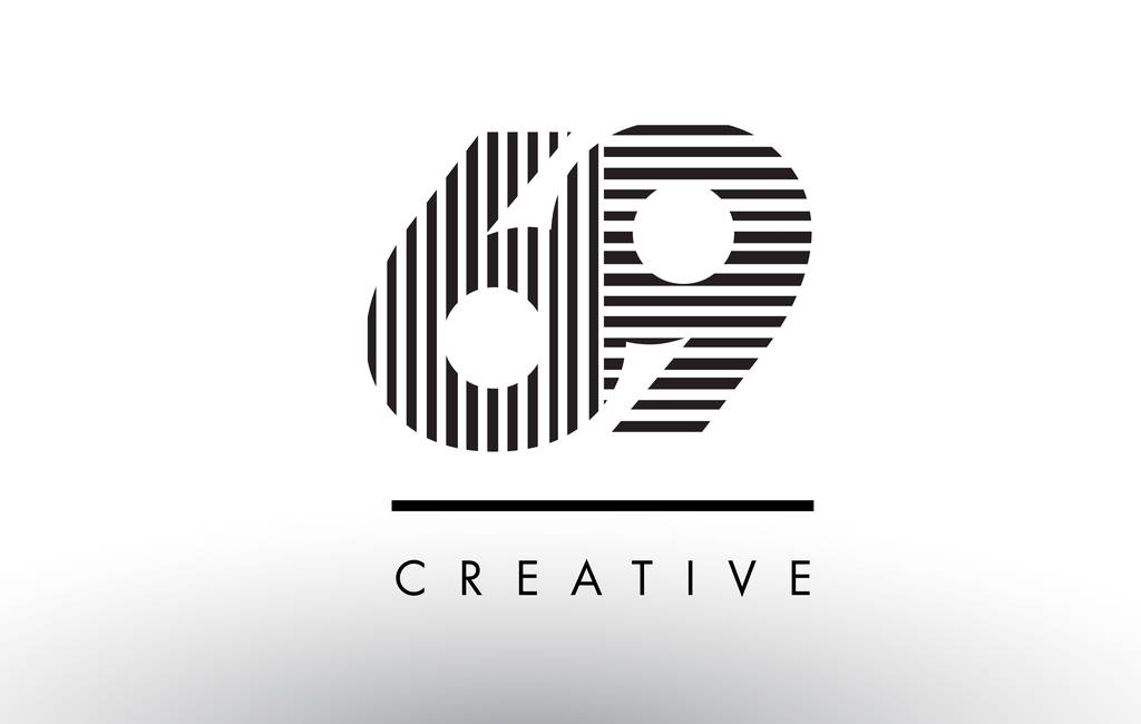 69 黑色和白色线编号标志设计