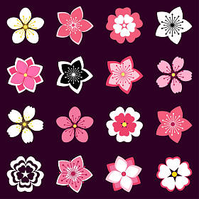 樱花，花朵图标集