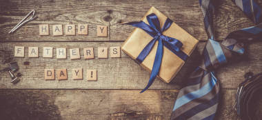Father every day concept - for now, tie the antique wood background