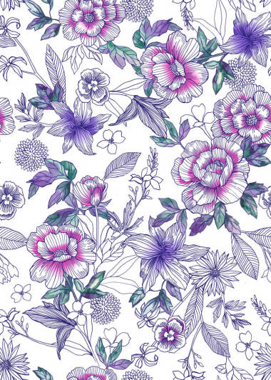 无缝温柔浪漫花卉图案