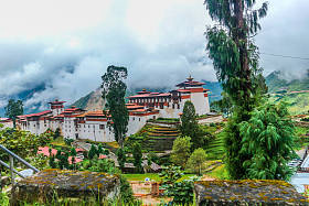 Trongsa 宗，其中一个最古老的 Dzongs 在不丹的庭院