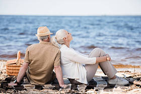 年长的夫妇在野餐 