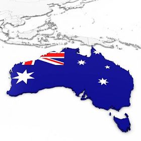 3d 地图澳大利亚与澳大利亚国旗在白色背景 3d 图