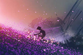 机器人玩发光蝴蝶图片