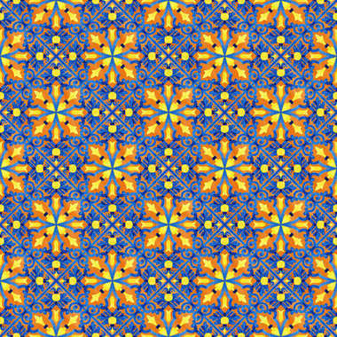 葡萄牙 azulejo 瓷磚。水彩的無(wú)縫模式