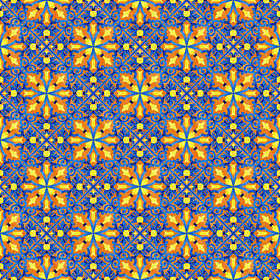 葡萄牙 azulejo 瓷砖。水彩的无缝模式