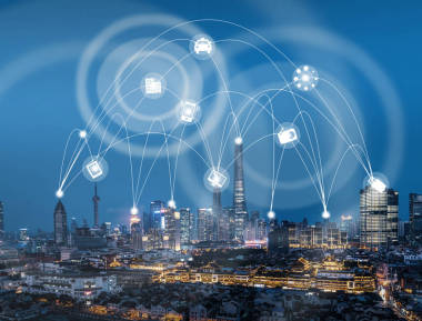 無(wú)線(xiàn)網(wǎng)絡(luò)圖標(biāo)和市容和網(wǎng)絡(luò)連接概念