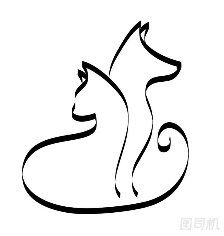 狗和貓剪影標(biāo)志照片