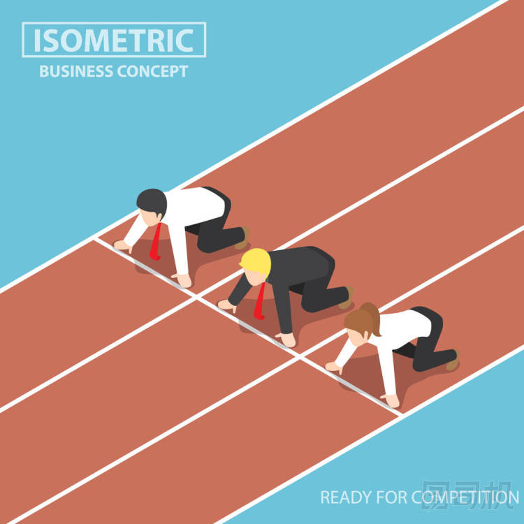 商界人士在賽馬場(chǎng)和準(zhǔn)備比賽的起跑線