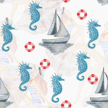 水彩绘画海主题图片