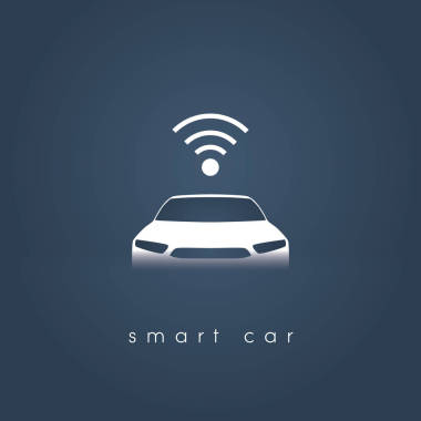 智能或智能汽車矢量的概念。未來(lái)的汽車技術(shù)與自主駕駛，無(wú)人駕駛汽車