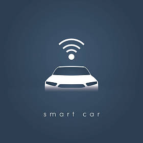 智能或智能汽车矢量的概念。未来的汽车技术与自主驾驶，无人驾驶汽车