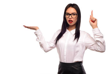 手掌向上，另用她的手指上顯示的業(yè)務(wù)女士