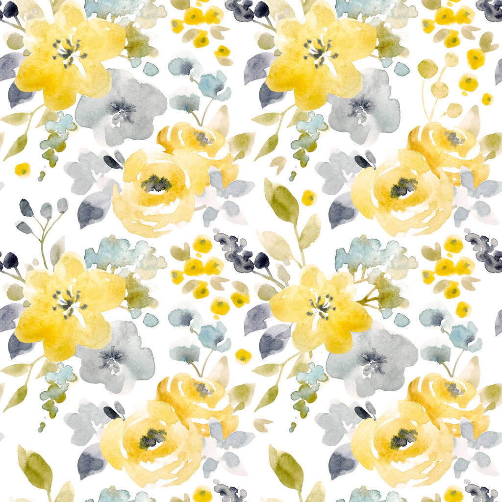 水彩花卉无缝图案图片