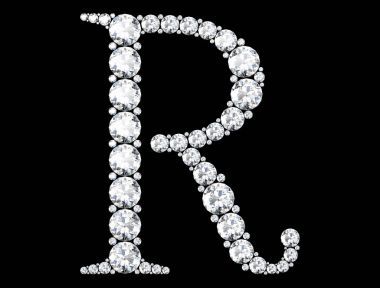 钻石字母与宝石 （高分辨率三维图像)