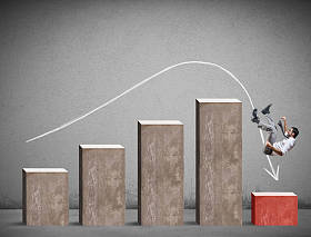 商人落在负的统计.图片