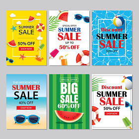 夏季大减价的电子邮件和横幅移动模板。矢量怡乐思