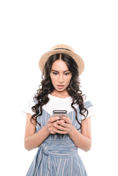 智能手機(jī)的震驚的女人