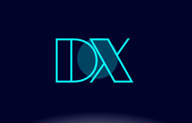 dx d x 藍線圓字母表字母標志圖標模板 vecto