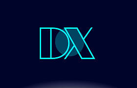 dx d x 蓝线圆字母表字母标志图标模板 vecto