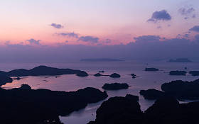 在日落时的九十九岛