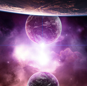 行星与紫星云和冉冉升起的新星