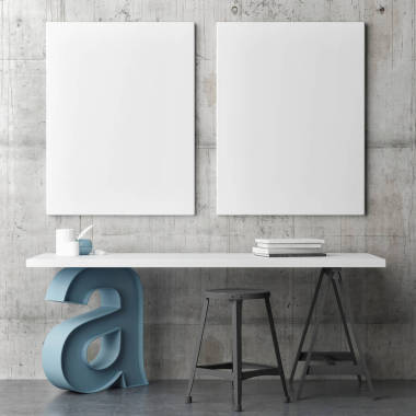 工業(yè)設計的工作空間，兩個模擬出海報