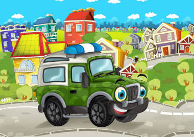 军事开车穿过这座城市图片