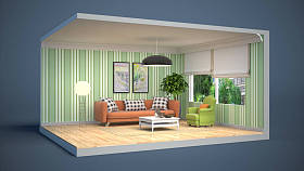 起居室内。3d 图