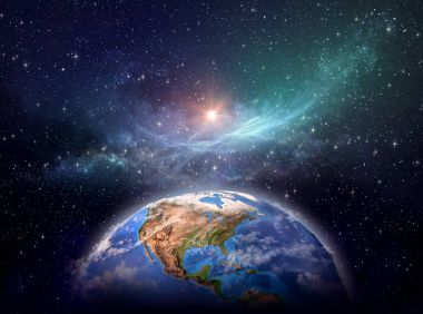 地球在宇宙的空間照片