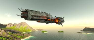 一艘宇宙飛船 3d cg 渲染