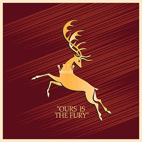 红色背景上的皇家鹿