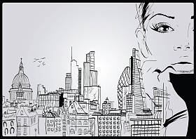 时尚女孩在 london.vector 图