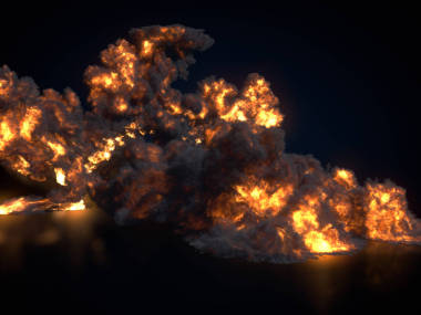 在黑暗的背景中分离的大火球。3d 渲染