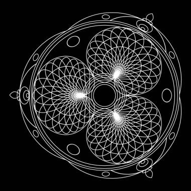 曼荼羅為著色書(shū)。黑色和白色圓輪廓裝飾點(diǎn)綴。不尋常的花朵的形狀。東方和抗應(yīng)激的治療模式