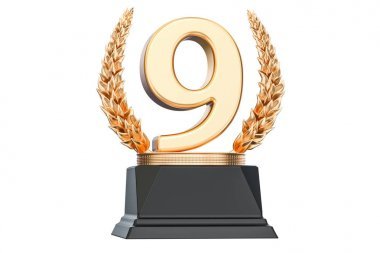 第九位獎(jiǎng)杯，3d 渲染圖片