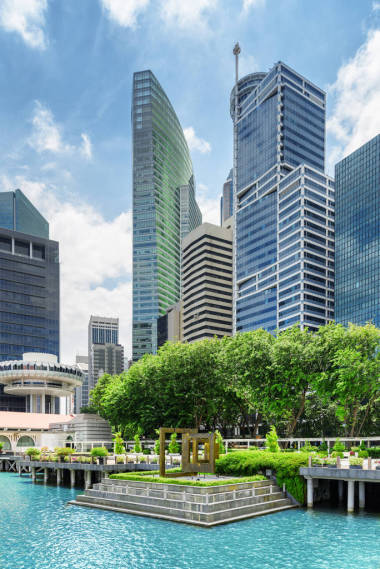 在新加坡市中心的摩天大樓的視圖。風(fēng)景優(yōu)美的城市景