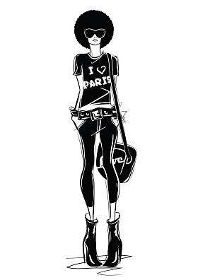 图形绘制草图和女人在一起.图片