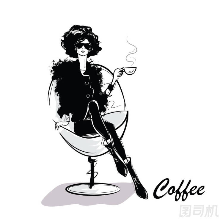 年輕漂亮的女人喝咖啡