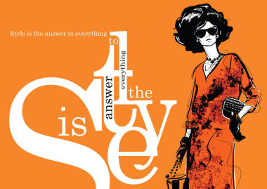 與素描風格的時尚女人時尚報價