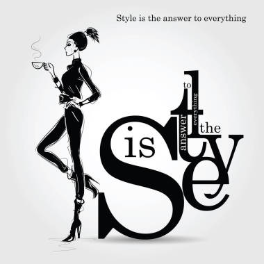 与素描风格的时尚女人时尚报价