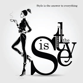 与素描风格的时尚女人时尚报价