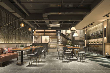 3d 渲染的閣樓和豪華酒店接待處和咖啡館酒廊餐廳