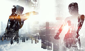 她为成功而奋斗。混合媒体图片