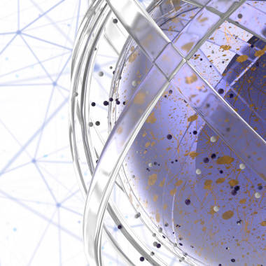 多彩多姿的 3d 球面环在云从五彩滴