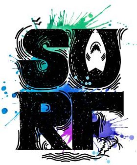 水彩插图与文字冲浪图片