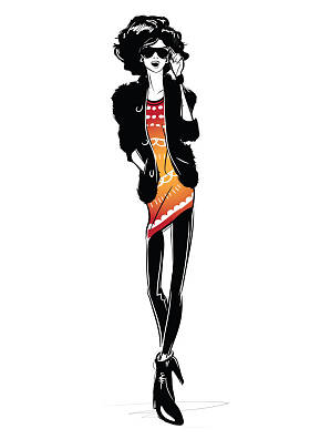 图形绘制草图和女人在一起