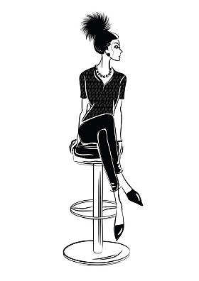 图形绘制草图和女人在一起