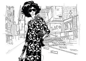 街道背景上的时尚女孩